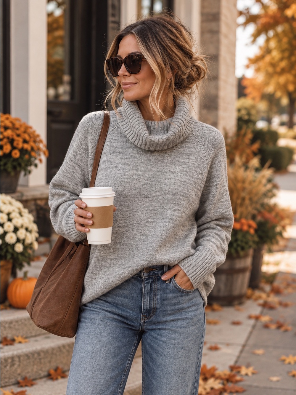 Banana Republic Gray Cowl Neck Knit Sweater Size S